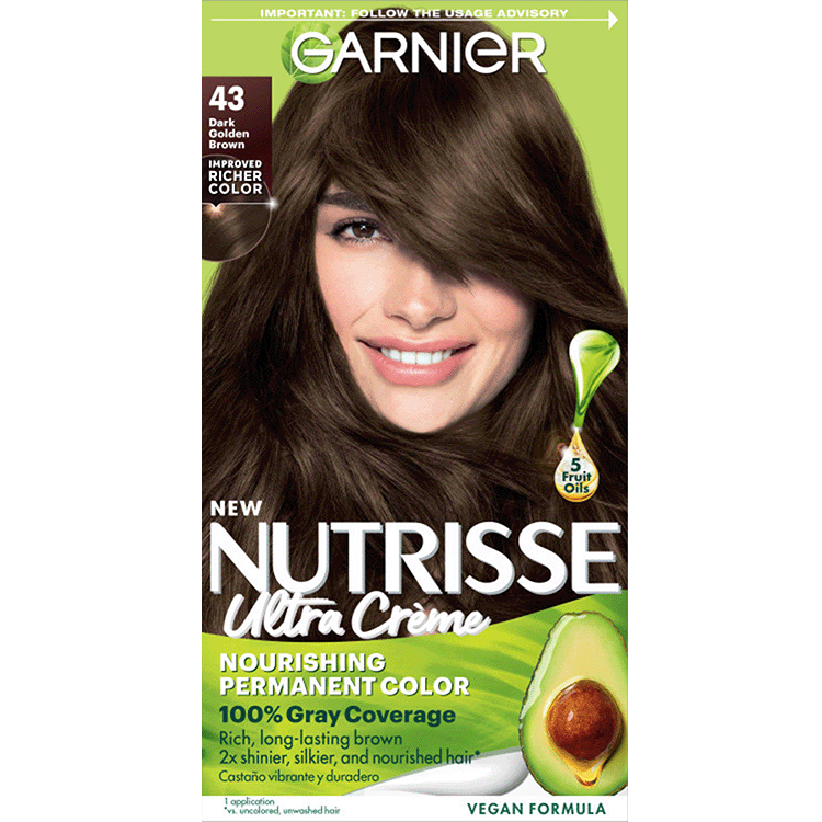 Dark Golden Brown Hair Color Nutrisse Ultra creme Nourishing permanent color Gray Coverage - Garnier