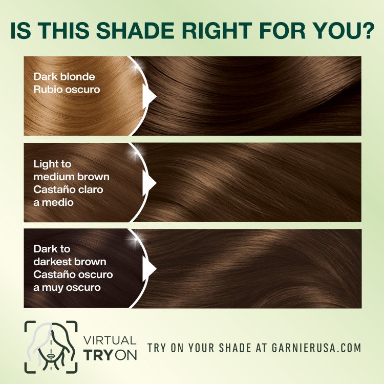 Medium Natural Brown Dark Blonde Hair Light to Medium Brown Hair Dark to Darkest Brown Hair - Garnier