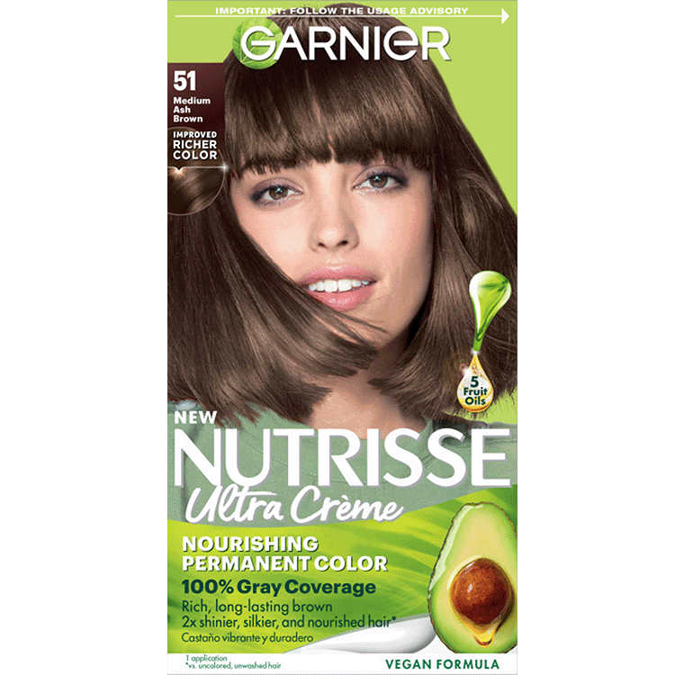 Medium Ash Brown Hair Color Nutrisse Ultra creme Nourishing permanent color Gray Coverage - Garnier