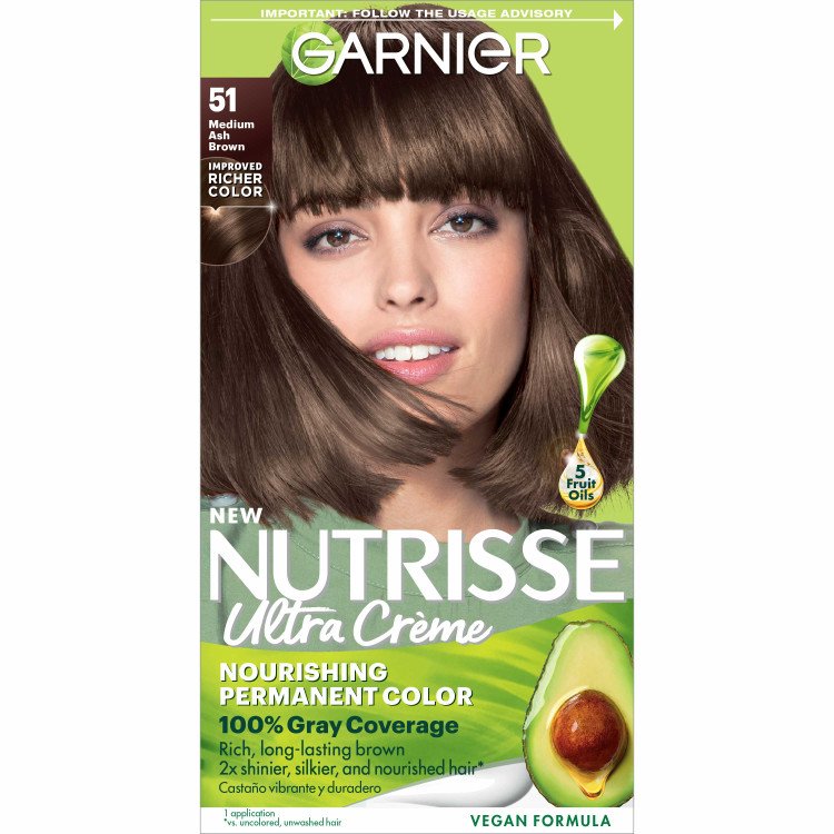 Medium Ash Brown Hair Color Nutrisse Ultra creme Nourishing permanent color Gray Coverage - Garnier