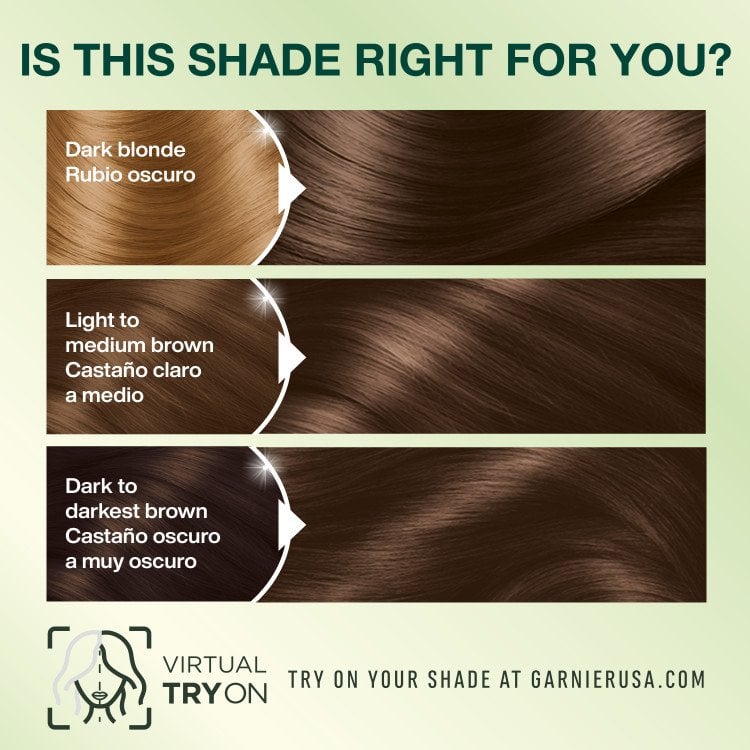 Medium Ash Brown Dark Blonde Hair Light to Medium Brown Hair Dark to Darkest Brown Hair - Garnier