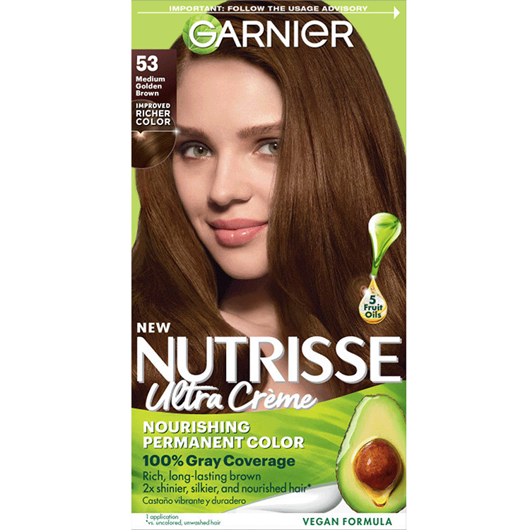 Medium Golden Brown Hair Color Nutrisse Ultra creme Nourishing permanent color Gray Coverage - Garnier