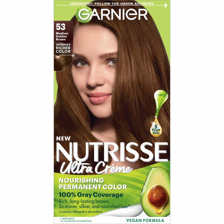 Medium Golden Brown Hair Color Nutrisse Ultra creme Nourishing permanent color Gray Coverage - Garnier