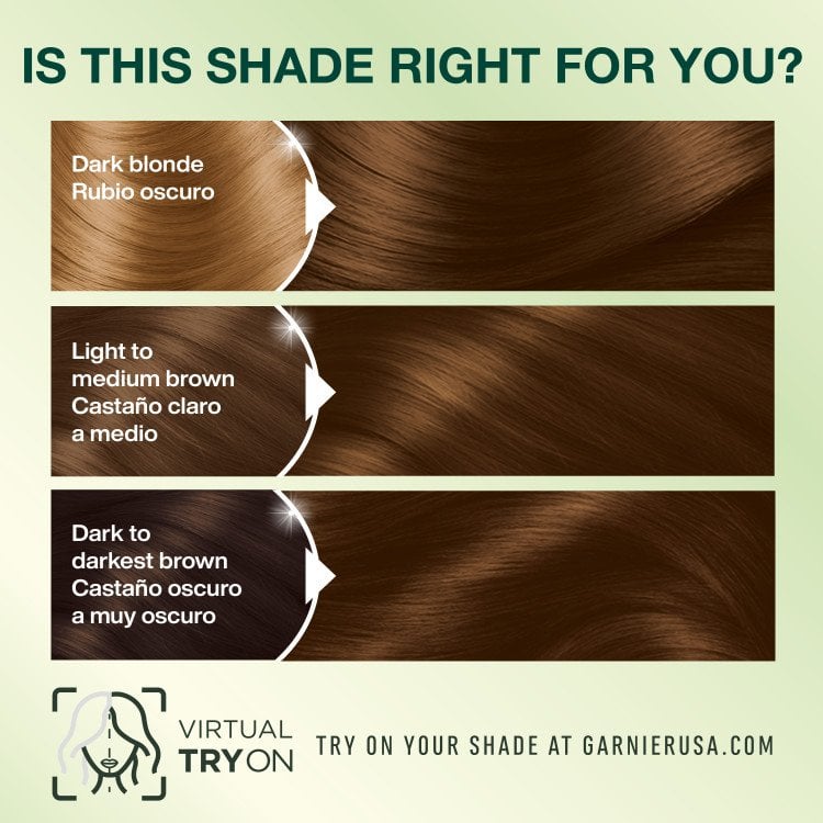 Medium Golden Brown Dark Blonde Hair Light to Medium Brown Hair Dark to Darkest Brown Hair - Garnier