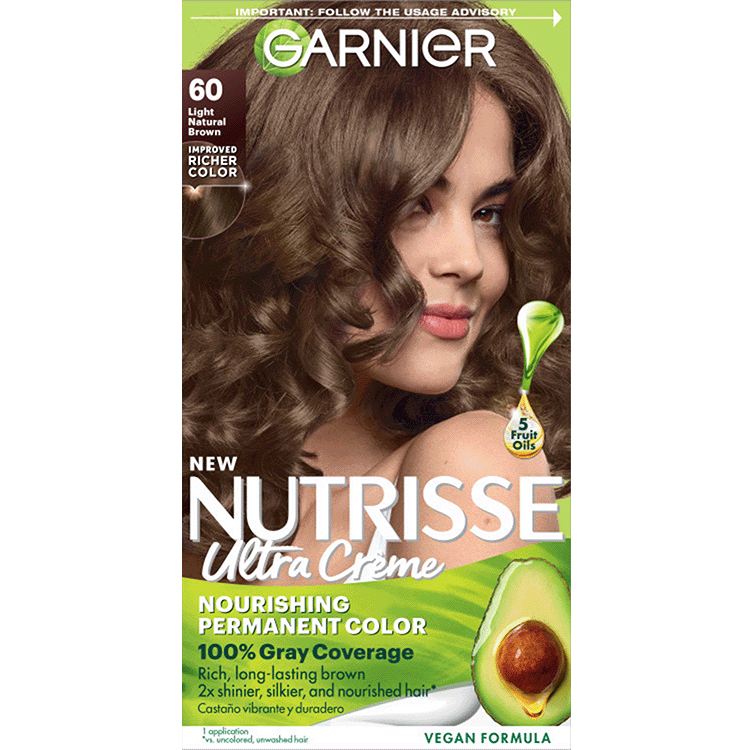 Light Natural Brown Hair Nutrisse Ultra creme Nourishing permanent color Gray Coverage - Garnier