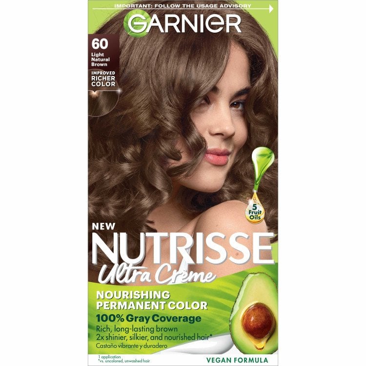 Light Natural Brown Hair Nutrisse Ultra creme Nourishing permanent color Gray Coverage - Garnier