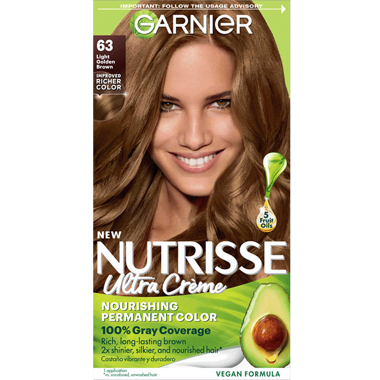 Light Golden Brown Hair Color Nutrisse Ultra creme Nourishing permanent color Gray Coverage - Garnier