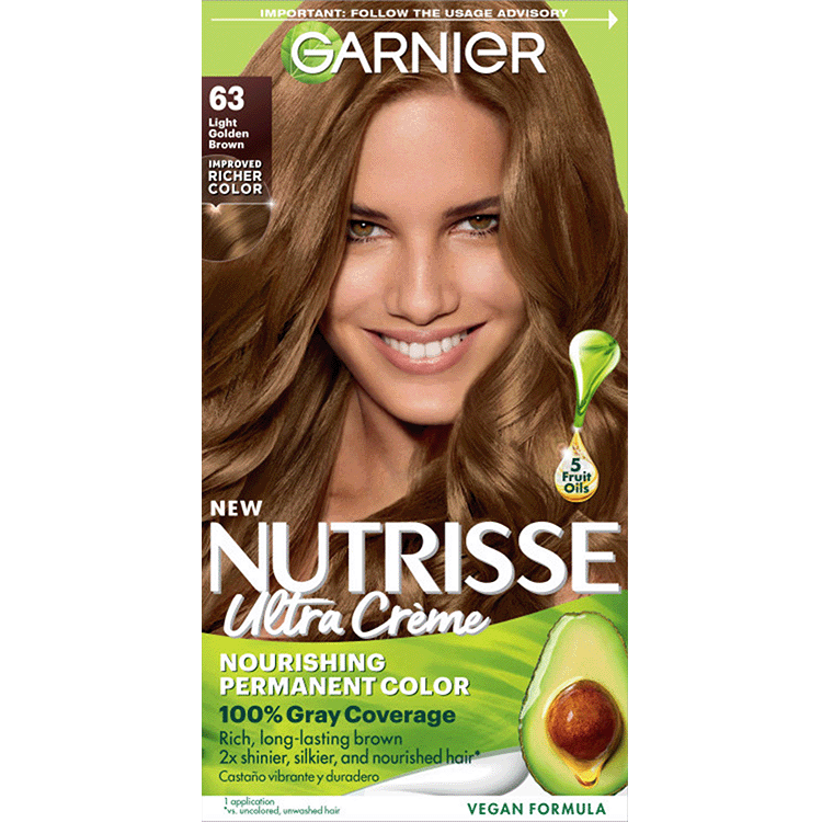 Light Golden Brown Hair Color Nutrisse Ultra creme Nourishing permanent color Gray Coverage - Garnier