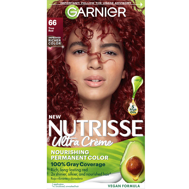 True Red Hair Color Nutrisse Ultra creme Nourishing permanent color Gray Coverage - Garnier