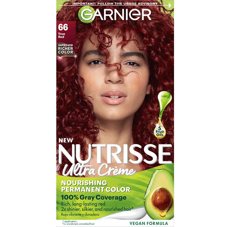 True Red Hair Color Nutrisse Ultra creme Nourishing permanent color Gray Coverage - Garnier