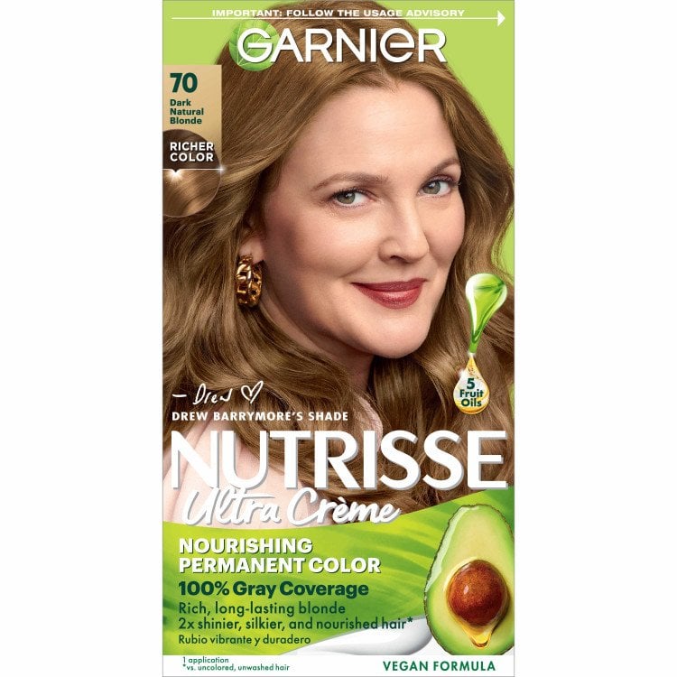 Front of Pack Garnier Nutrisse Nourishing Hair Color Creme, 70 Dark Natural Blonde