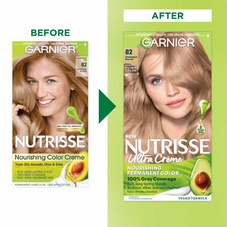 Champagne Blonde Hair Before And After Nutrisse Nourishing Color Creme Champagne Fizz Nutrisse Ultra Creme Champagne Blonde - Garnier