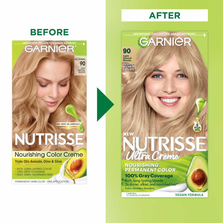 Light Natural Blonde Hair Before And After Nutrisse Ultra Creme Nutrisse Nourishing Color Creme Macadamia - Garnier
