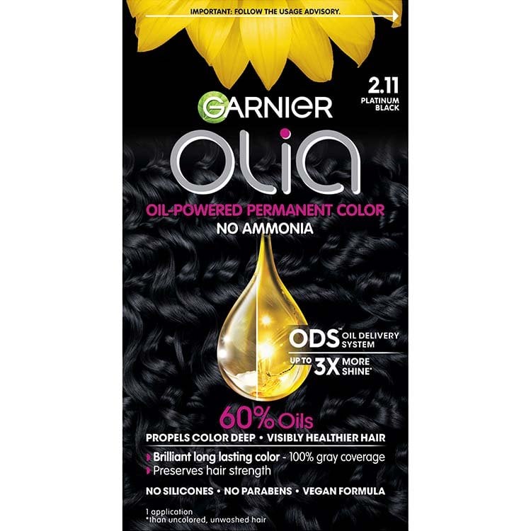 Olia - Permanent Ammonia-Free Platinum Black Hair Color - Garnier