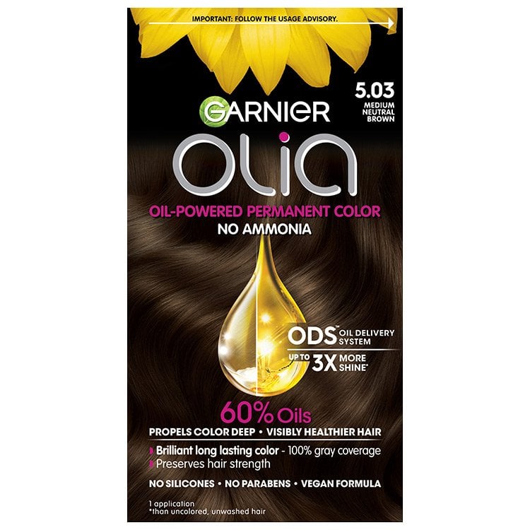 Olia Neutral Brown Ammonia-Free Permanent Hair Dye - Garnier
