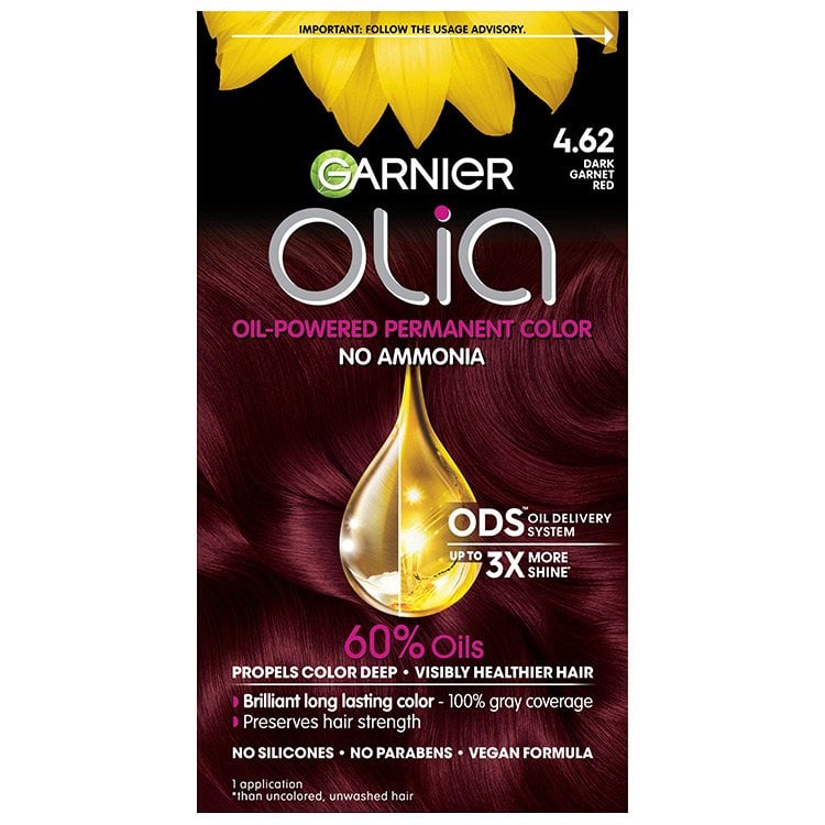 Olia 4.62 Dark Garnet Red Permanent Hair Color - Garnier