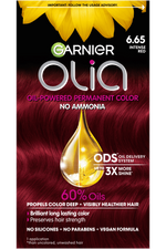 Front of Pack of Olia Oil-Powered Permanent Color 6.65 – Intense Red