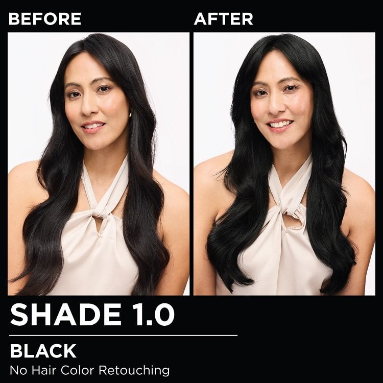 Model demonstrating the Olia hair color transformation.