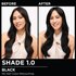 Model demonstrating the Olia hair color transformation.