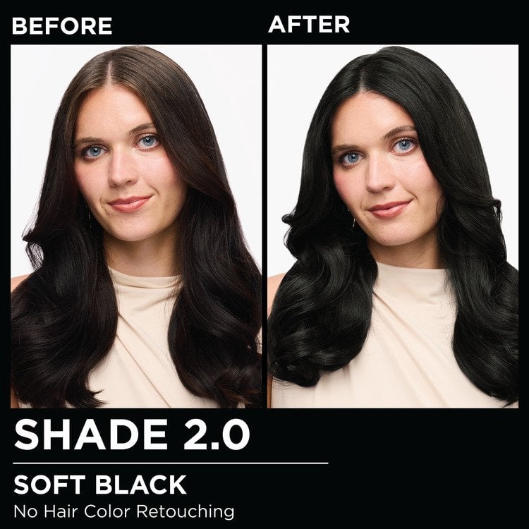 Model demonstrating the Olia hair color transformation.
