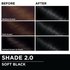 Before and after hair swatches demonstrating the color transformation using Garnier Olia