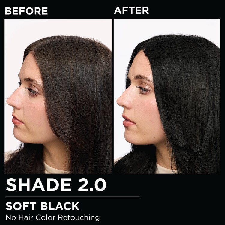 Model demonstrating the Olia hair color transformation.