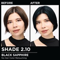 Model demonstrating the Olia hair color transformation.