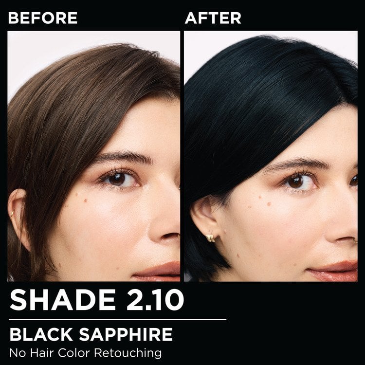 Model demonstrating the Olia hair color transformation.