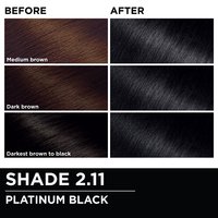Before and after hair swatches demonstrating the color transformation using Garnier Olia