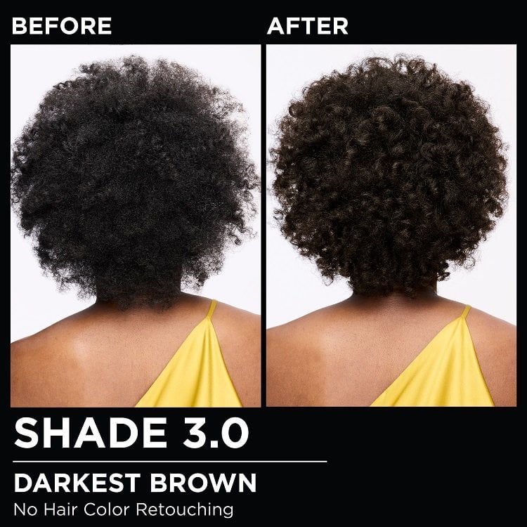 Model demonstrating the Olia hair color transformation.