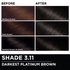 Before and after hair swatches demonstrating the color transformation using Garnier Olia
