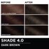 Before and after hair swatches demonstrating the color transformation using Garnier Olia
