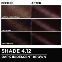 Before and after hair swatches demonstrating the color transformation using Garnier Olia