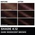 Before and after hair swatches demonstrating the color transformation using Garnier Olia