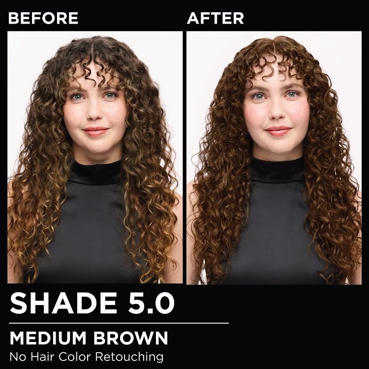 Model demonstrating the Olia hair color transformation.