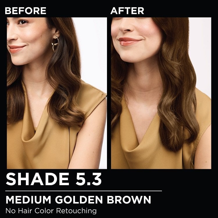 Model demonstrating the Olia hair color transformation.