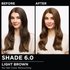 Model demonstrating the Olia hair color transformation.