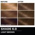 Before and after hair swatches demonstrating the color transformation using Garnier Olia