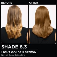 Model demonstrating the Olia hair color transformation.