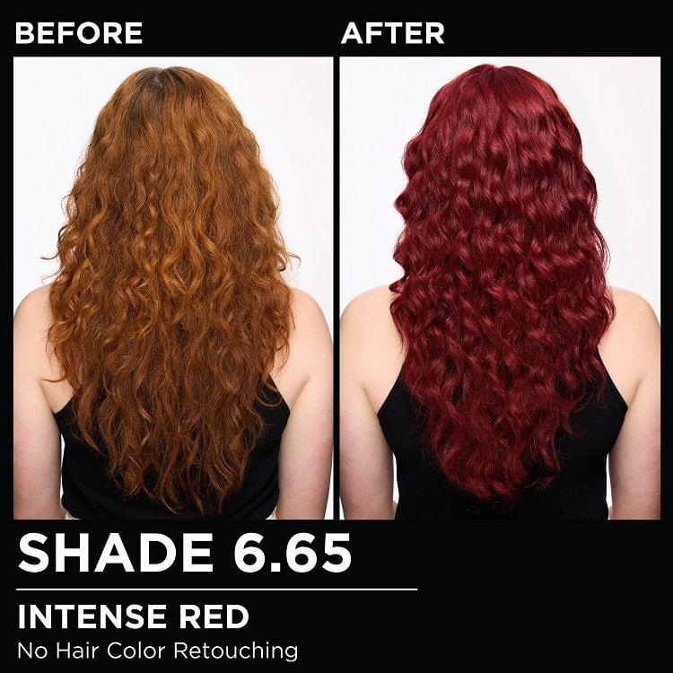 Model demonstrating the Olia hair color transformation.