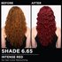 Model demonstrating the Olia hair color transformation.