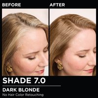 Model demonstrating the Olia hair color transformation.