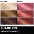 Before and after hair swatches demonstrating the color transformation using Garnier Olia