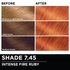 Before and after hair swatches demonstrating the color transformation using Garnier Olia