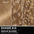Hair swatches displaying Garnier Olia on straight, wavy, and curly hair textures.