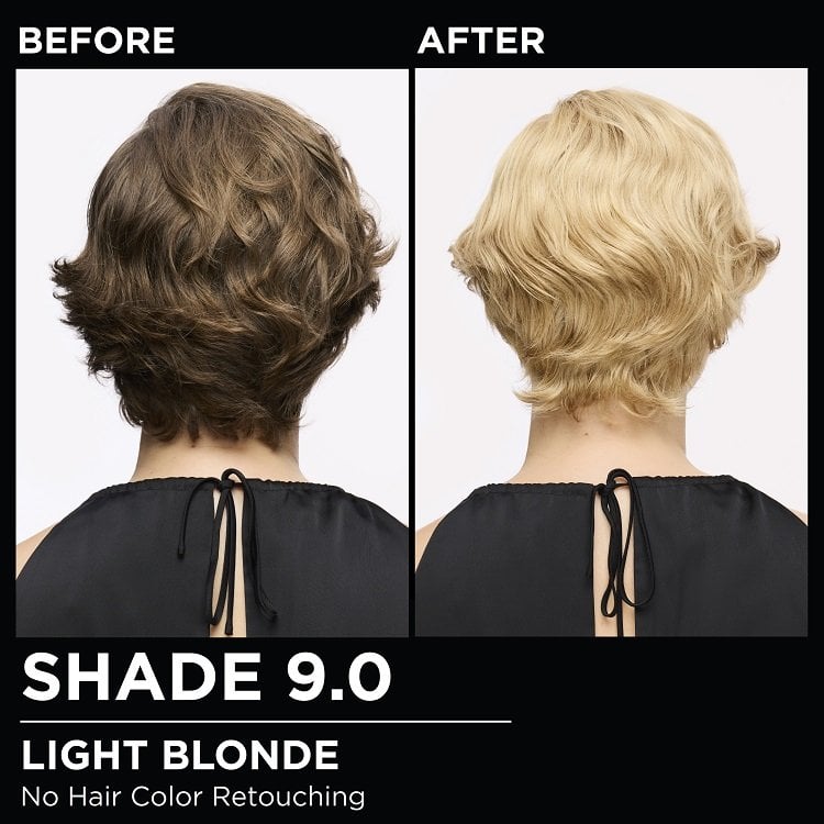 Model demonstrating the Olia hair color transformation.