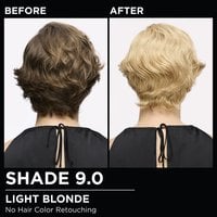 Model demonstrating the Olia hair color transformation.