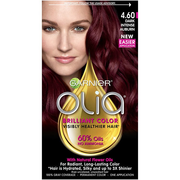 Olia Ammonia Free Permanent Dark Intense Auburn Hair Color Garnier