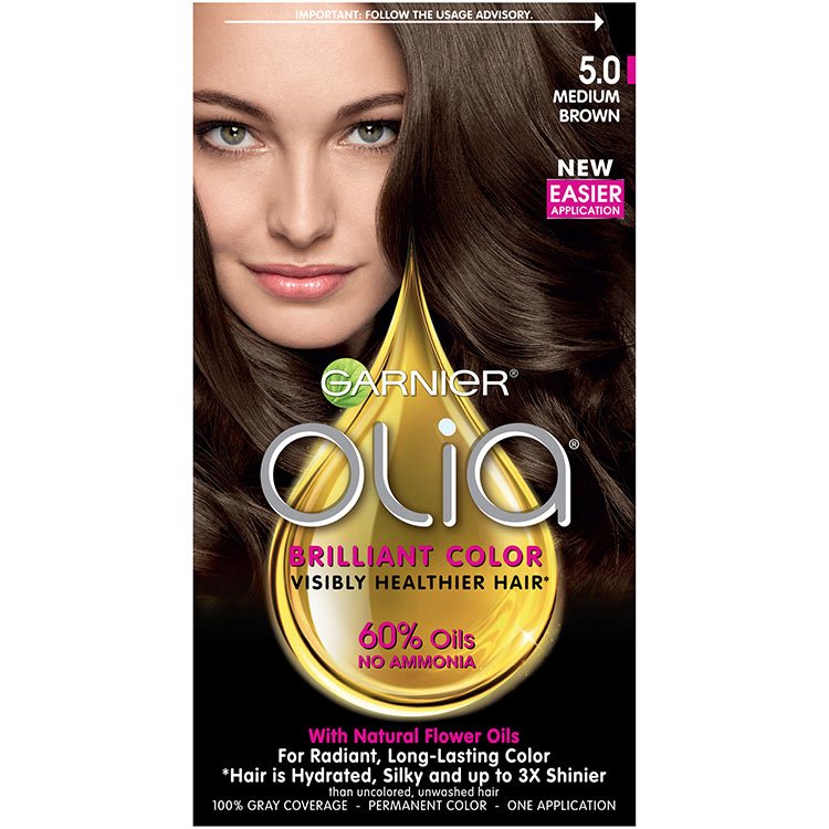 Olia AmmoniaFree Permanent Hair Color Medium Brown Garnier