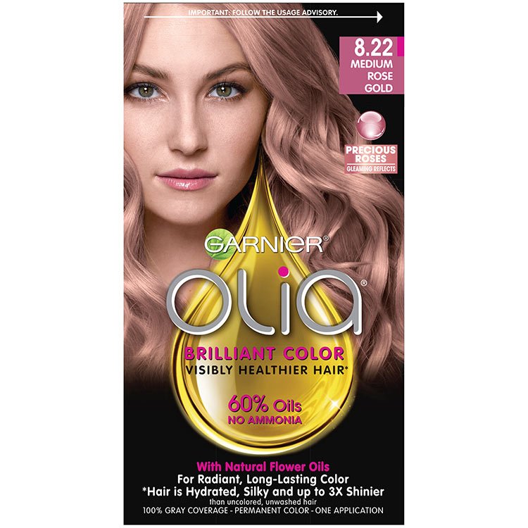 Olia Medium Rose Gold Hair Color AmmoniaFree Hair Dye Garnier